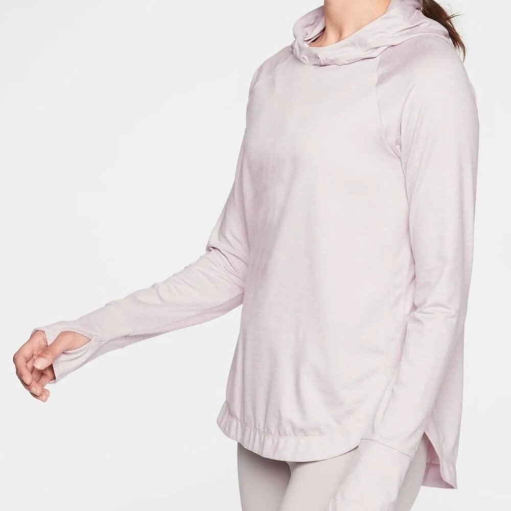 Athleta Hoodie Sweatshirt Uptempo Sz Medium Light Pink Long Relaxed Soft Hiking - Picture 10 of 12